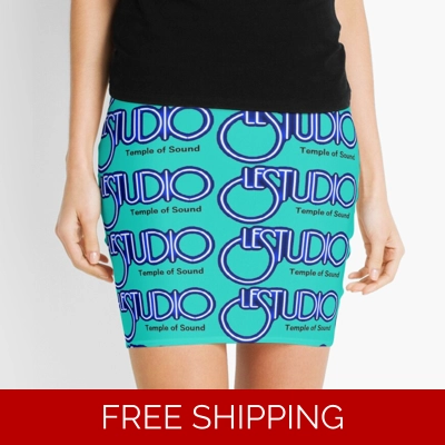 Mini Skirt White & Blue Multi logo TOS Black